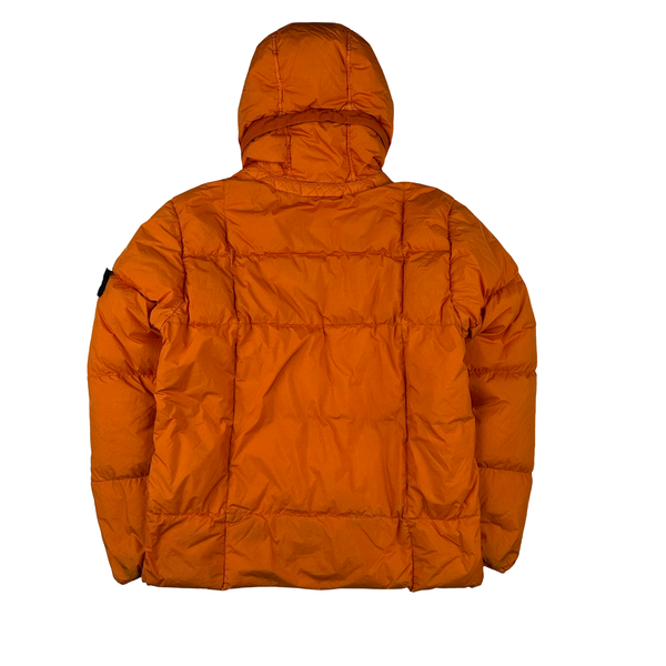Stone Island 2019 Orange Down Garment Dyed Crinkle Reps Puffer Jacket - Medium