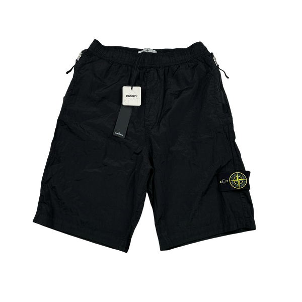 Stone Island 2023 Black Nylon Metal Econyl Shorts - Small