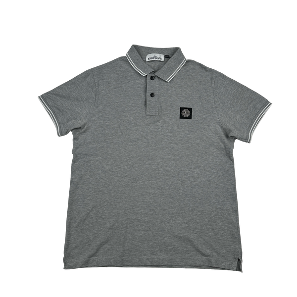 Stone Island Grey Short Sleeve Polo Shirt - Medium