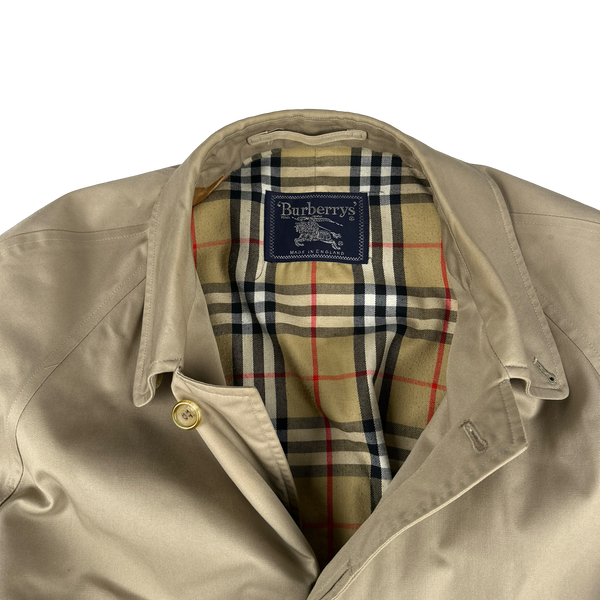Burberry Nova Check Lined Tan Long Trench Coat - Large
