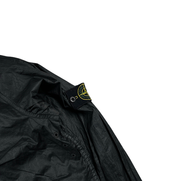 Stone Island 2005 Vintage Grey Nylon Zipped Spellout Collar Jacket - Medium
