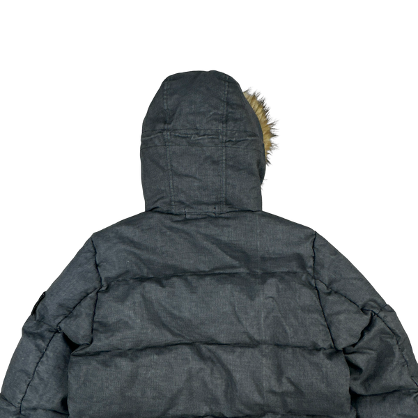 Stone Island 2018 Grey Lino Resinato Down-TC Puffer Jacket - Medium