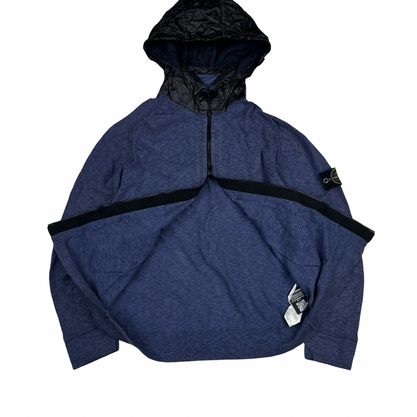 Stone Island 2014 Blue Zipped Knit Mussola Hood Jumper - XL