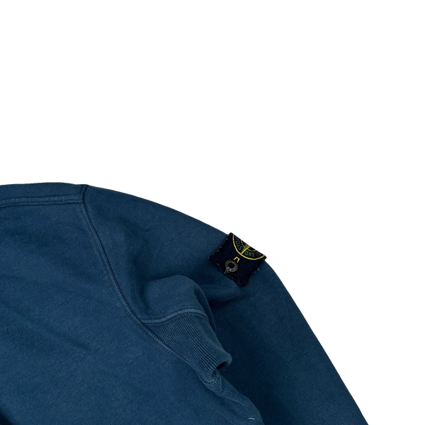 Stone Island Blue Cotton Zipped Hoodie - Medium