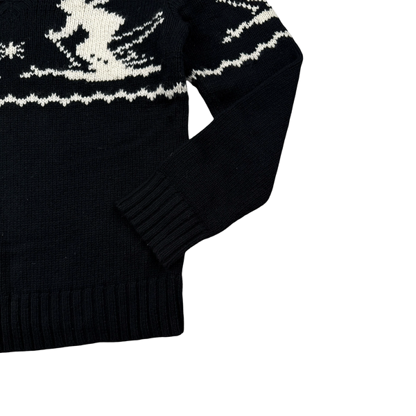 Ralph Lauren Wool Knit Folk Style V-Neck Jumper - Small