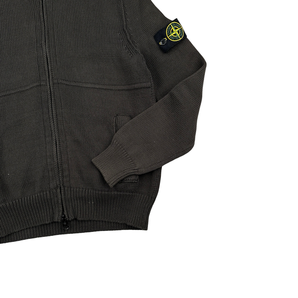 Stone Island 2014 Brown Zipped Heavyweight Knit Jumper - Medium