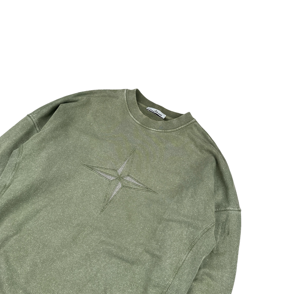 Stone Island 2020 Green Dust Coloured Embroidered Spellout Shorts Set - Medium
