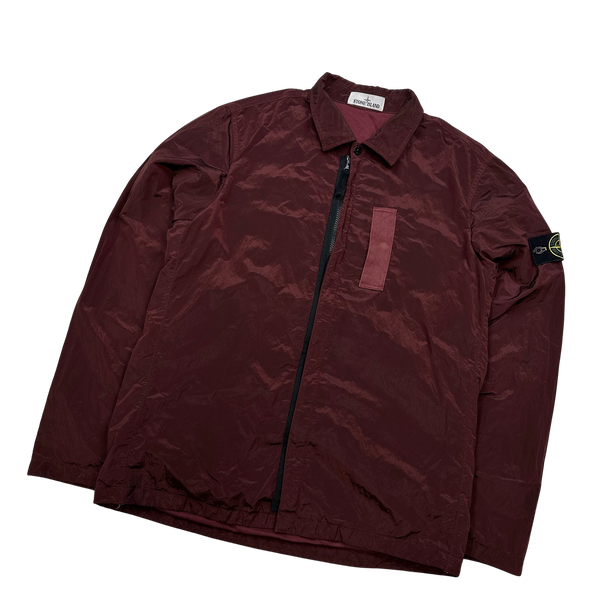Stone Island 2017 Maroon Nylon Metal Shimmer Overshirt - Large