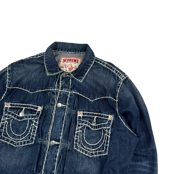 Supreme X True Religion Blue Contrast Stitch Denim Jacket - Medium
