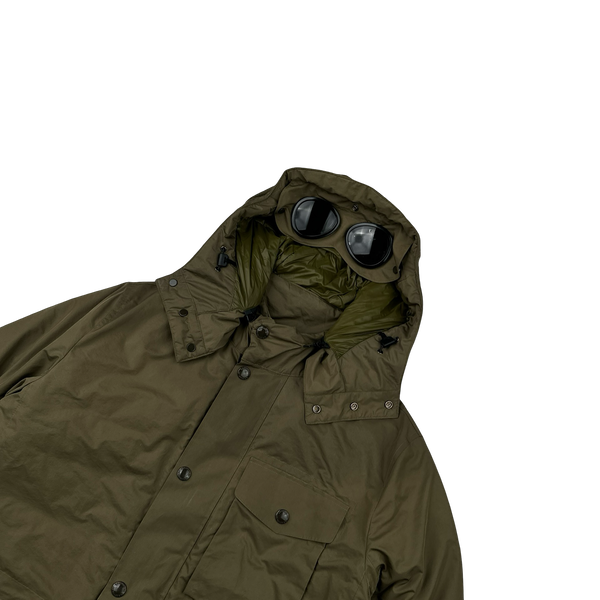 CP Company Khaki Micro M Down Filled Goggle Jacket - Large