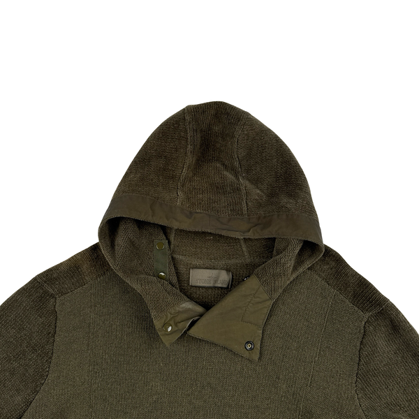 Stone Island 2019 Khaki Ghost Chenille Chest Pocket Hooded Jumper - XXL