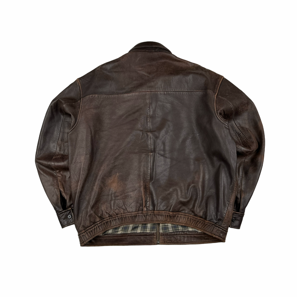 Ralph Lauren Brown Heavyweight Leather Jacket - XL