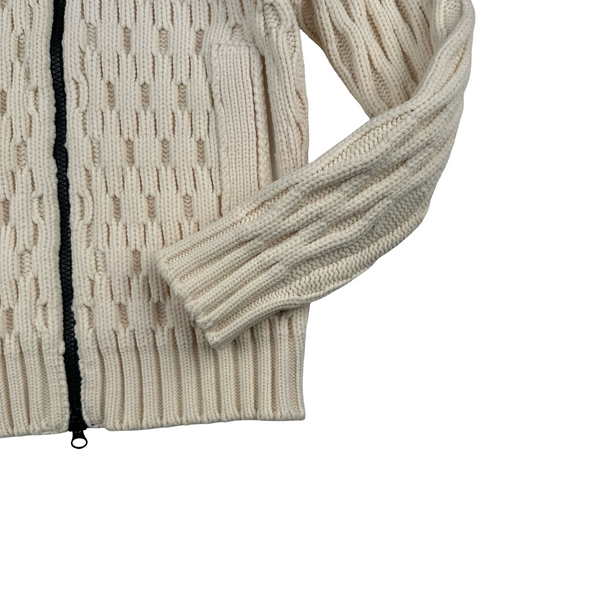 Stone Island 2013 Cream Thick Heavyweight Knit Zipped Jumper - Large