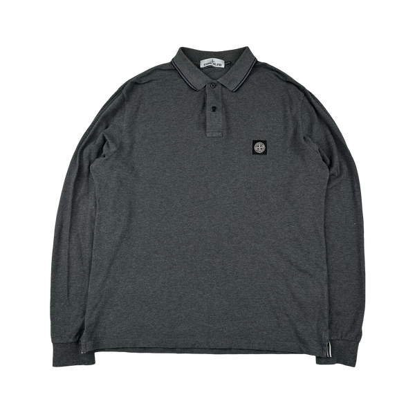 Stone Island Charcoal Long Sleeved Polo Shirt - XXL