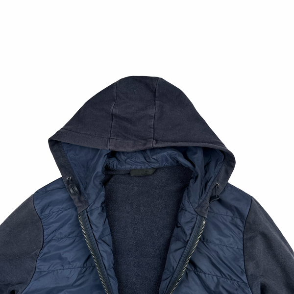 Prada Red Tab Hybrid Navy Quilted Cotton/Nylon Jacket - Large