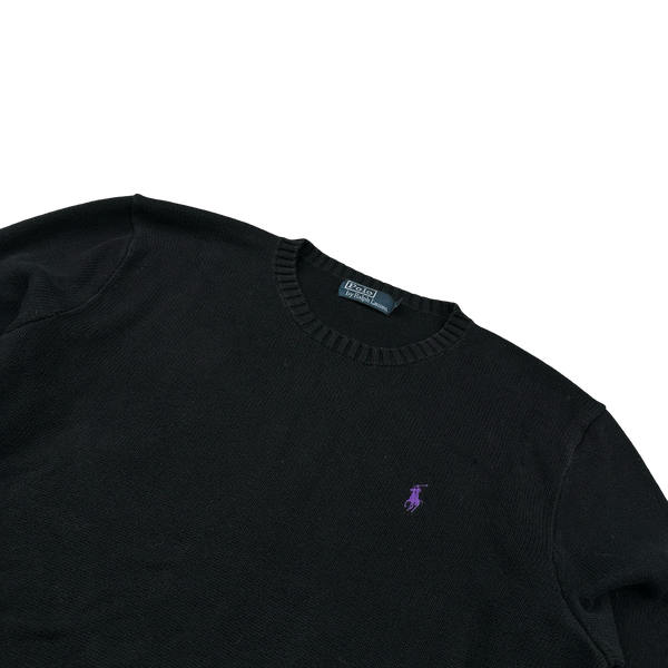 Ralph Lauren Black Knit Crewneck Jumper - Large