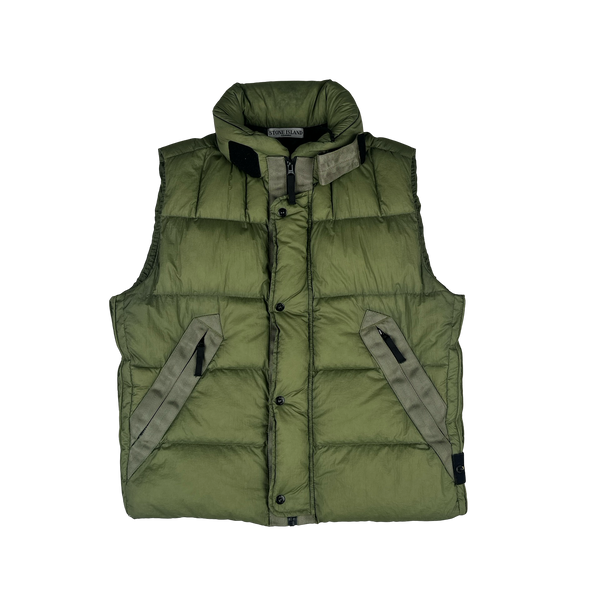 Stone Island 2010 Green Opaque Nylon Tela Down Gilet - XL