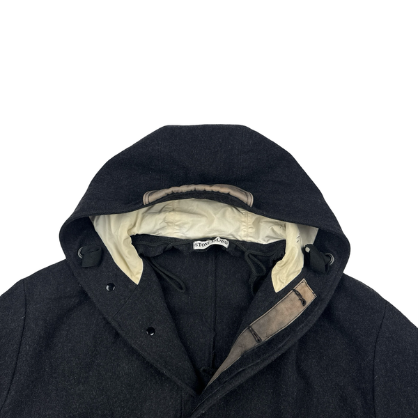 Stone Island 1998 Navy Vinatge Wool Long Parka Jacket - Large