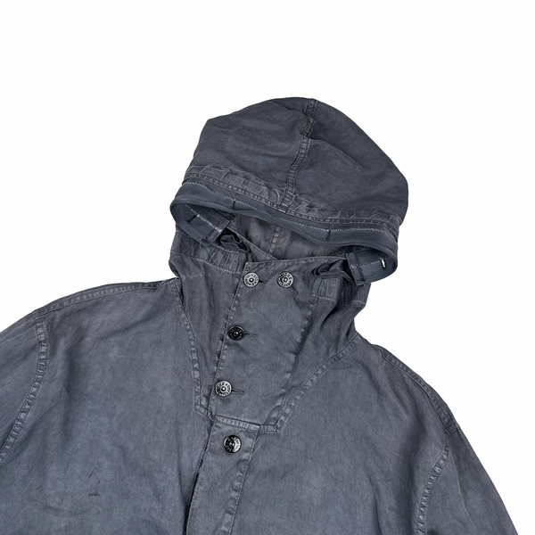 Stone Island 2002 Charcoal Grey Lino Flax Blend Zipped Jacket - XL