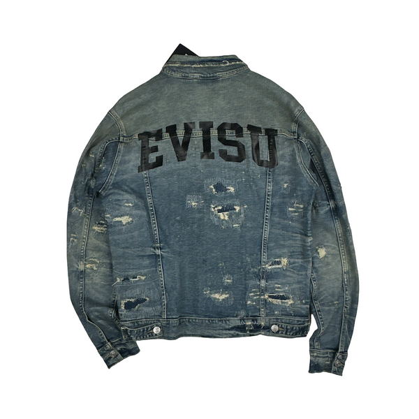 Evisu Multi Pocket Distressed Japanese Denim Jacket - Medium