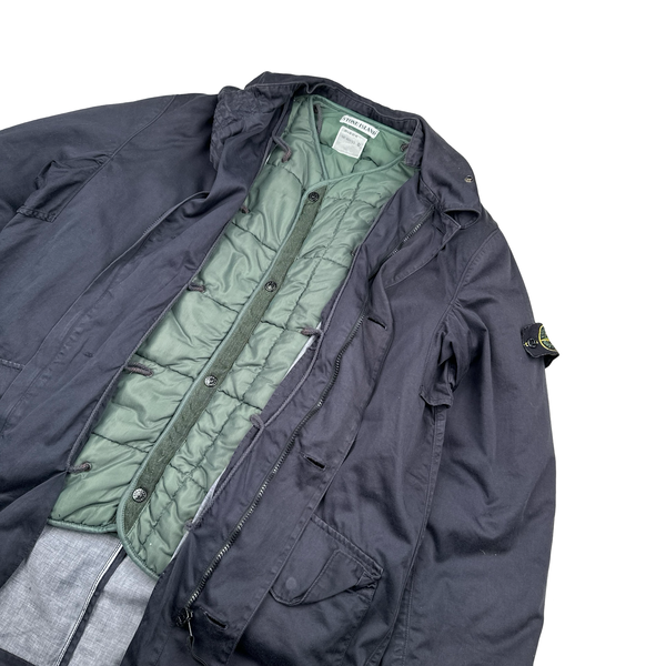 Stone Island Vintage 1998 Navy Raso Gommato Down Liner Jacket - XL