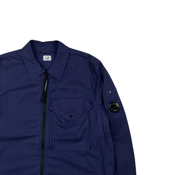 CP Company Navy Blue Cotton Lens Viewer Overshirt - Large