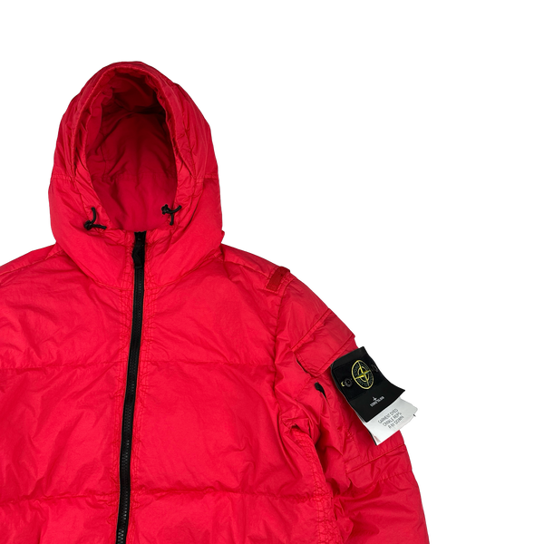 Stone Island 2022 Red Crinkle R-NY Down Puffer Jacket - Medium