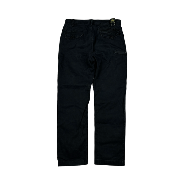 Stone Island Black Straight Fit Belt Badge Trousers - Medium