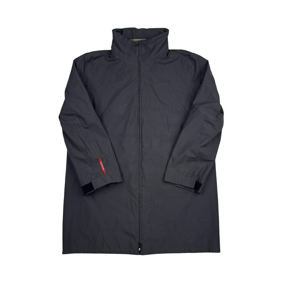 Prada Grey Nylon Red Tab Long Goretex Jacket - XXL