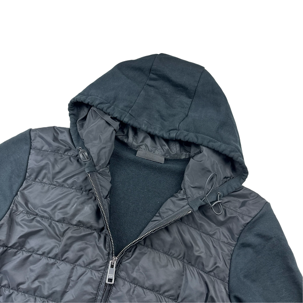 Prada Black Nylon Padded Chest Panel Cotton Hoodie - Small