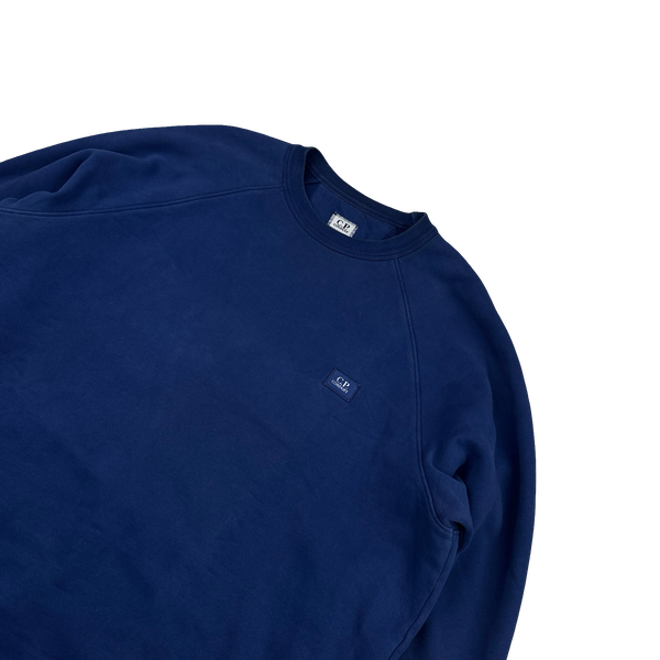 CP Company Blue Cotton Crewneck Patch Jumper - XL