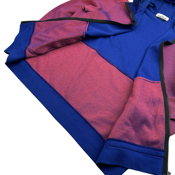 Stone Island 2016 Red Iridescent Ribbed Zip Up Hooded Jumper - XXL