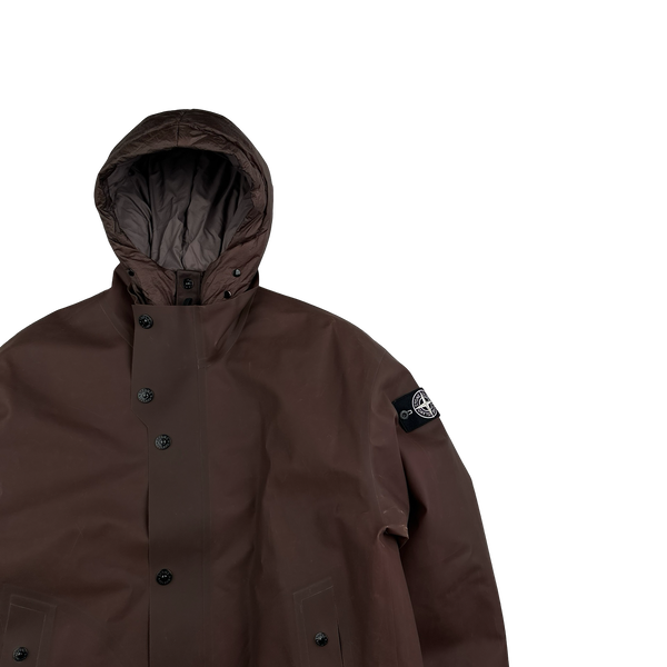 Stone Island 2023 Brown Special Process Poly Strata Down Lined Ice Jacket - Large
