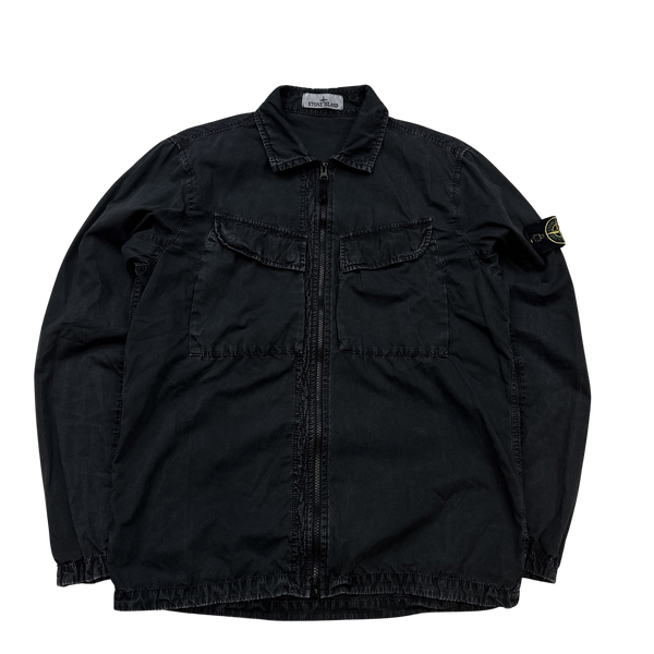 Stone Island 2022 Black Cotton Zipped Overshirt - Medium