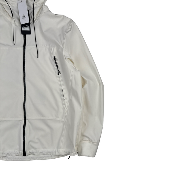 CP Company White Soft Shell R Goggle Hooded Zipped Jacket - 3XL