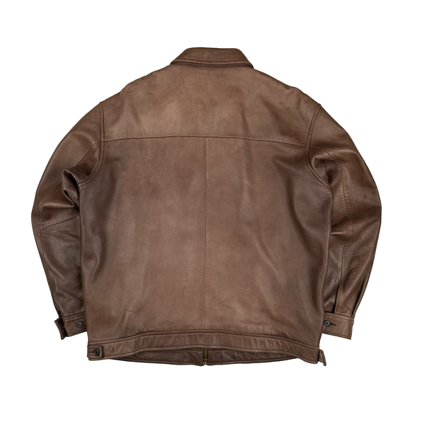 Ralph Lauren Brown Heavyweight Leather Jacket - Large