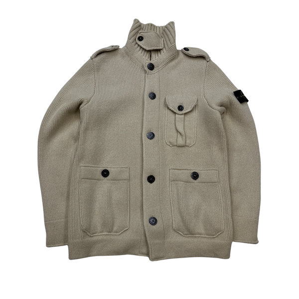 Stone Island 2009 Cream Heavyweight Knitted Cardigan Jumper - XL