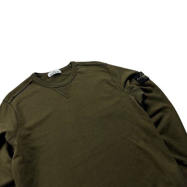 Stone Island 2018 Khaki Cotton Crewneck Sweatshirt - Large