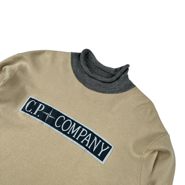 CP Company RARE 1980s Vintage Spellout Roll Neck Cotton Pullover - Medium