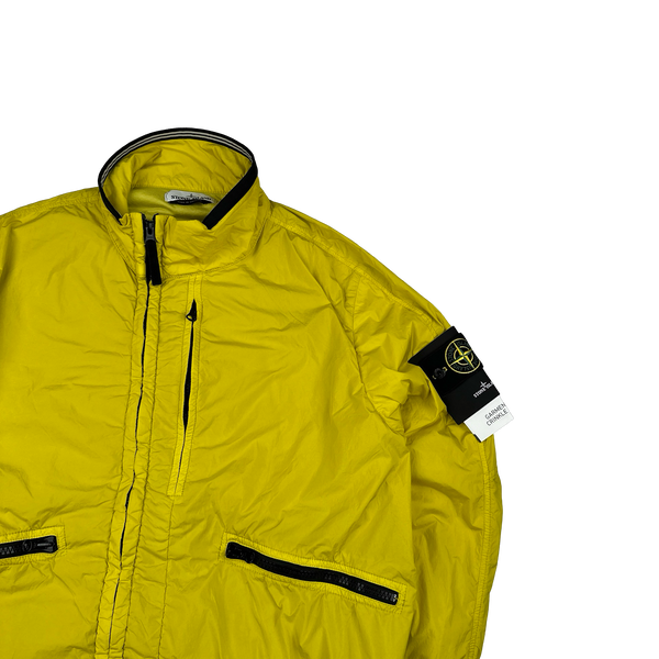 Stone Island 2019 Yellow Garment Dyed Crinkle Reps NY Cotton Lined Jacket - XL