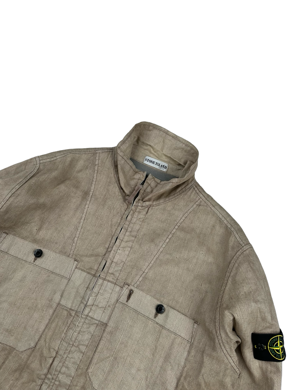 Stone Island 2002 Vintage Tan Lino Flax Jacket - XL
