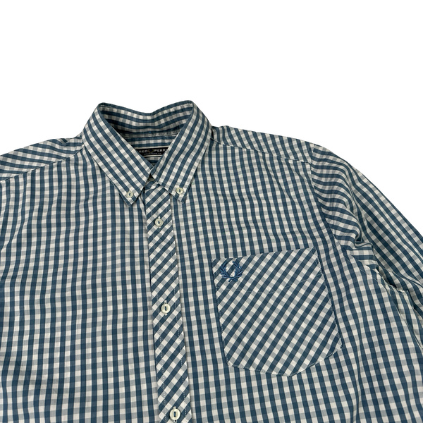 Fred Perry Blue Gingham Buttoned Shirt - Large