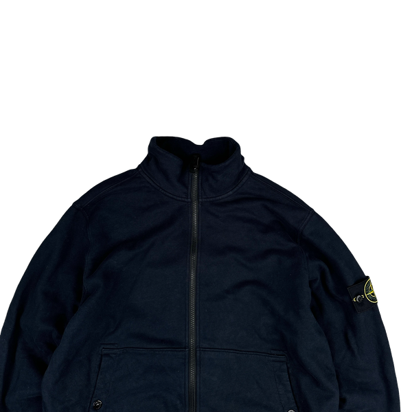 Stone Island 2023 Navy Cotton Zip Up Jumper - Large
