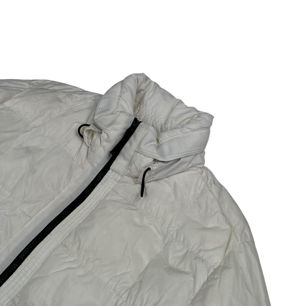 Stone Island White Garment Dyed Crinkle Reps Puffer Jacket - Medium