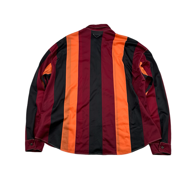 Prada Runway Striped Panel Silk Twill Buttoned Sample Shirt - XL