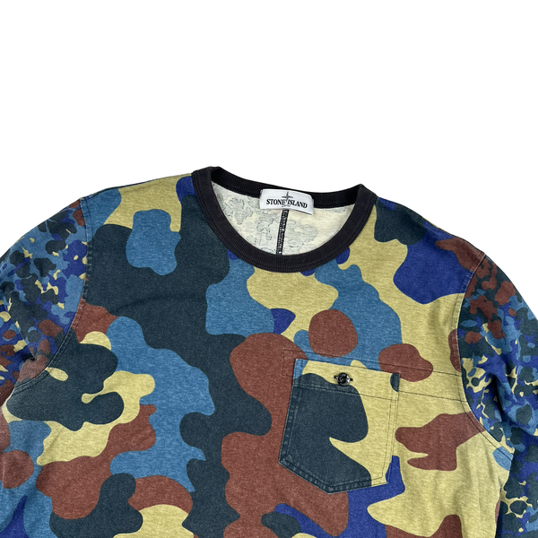 Stone Island 2013 Blue Camo Longsleeve Crewneck - XXL