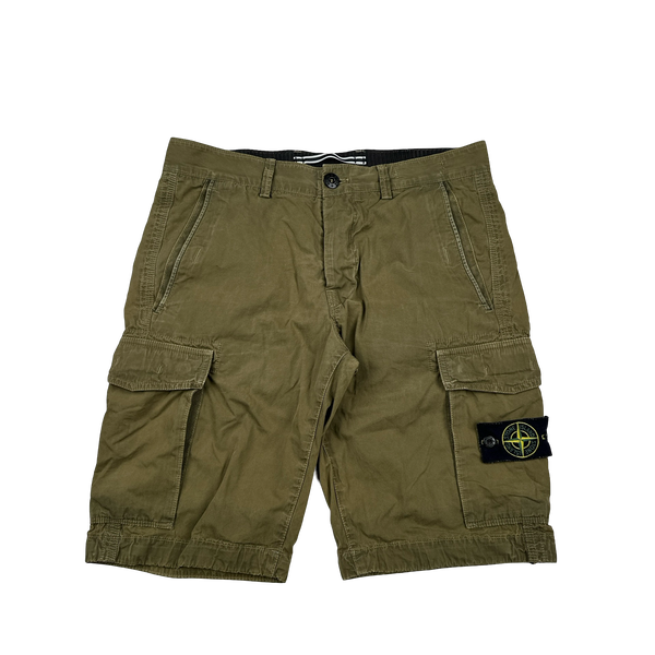 Stone Island SL Khaki Cotton Cargo Shorts - 30"