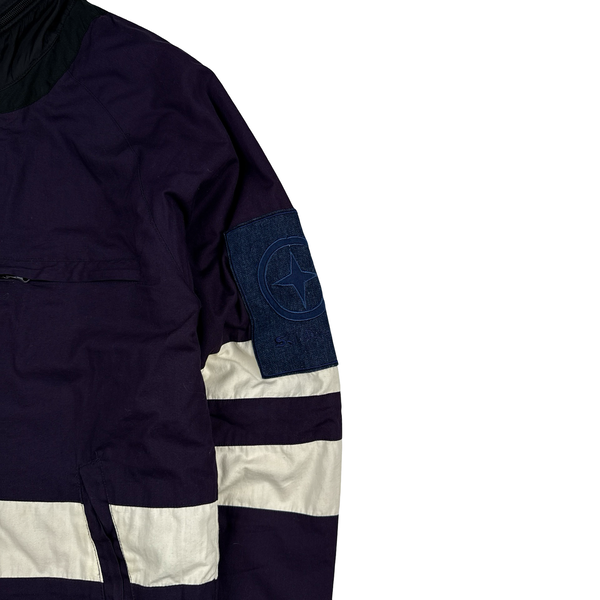 Stone Island Purple/Black 2005 Denims Quilted Reversible Jacket - Medium