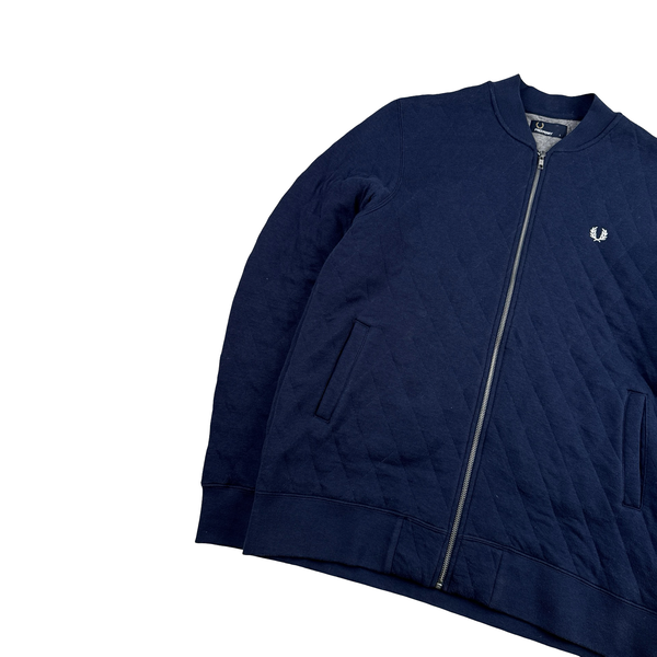 Fred Perry Navy Zipped Collared Jumper - Large
