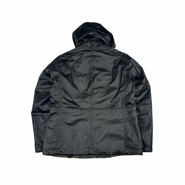 CP Company Brown Khaki Rubber Multi Pocket Goggle Jacket - Medium